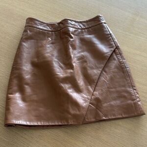 Intermix 100% lamb skin leather skirt brown size 0 Michelle mason